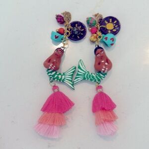 brown Mermaid Mexican Tassel Earrings handmade NWOT 🤎🧜‍♀️